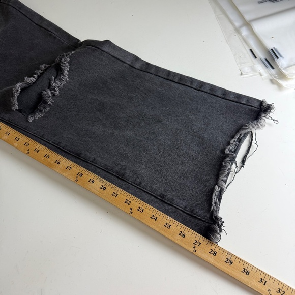 Princess Polly Distressed Wide Leg Black Denim High Rise Jeans 34 x 28 Size 10 - Picture 9 of 11